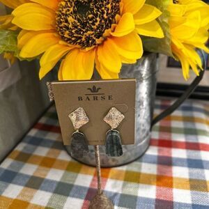 NWT Barse Genuine Stones Azurite Slab Post Earrings #BJER